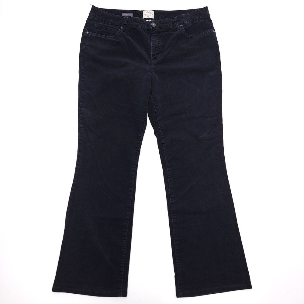 St Johns Bay Bootcut Leg Corduroy Pants Women's 14 Black Chino Cords 34x28